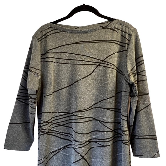 Jolibel Women's Dress Large Gray Silver Metallic Thread Long Sleeves - Picture 3 of 12